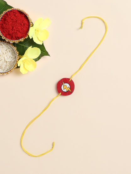 The Magic Wand Trendy Flash Hand Painted Wooden Rakhi -Red