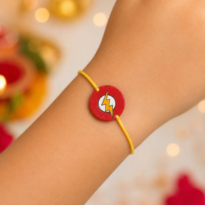 The Magic Wand Trendy Flash Hand Painted Wooden Rakhi -Red