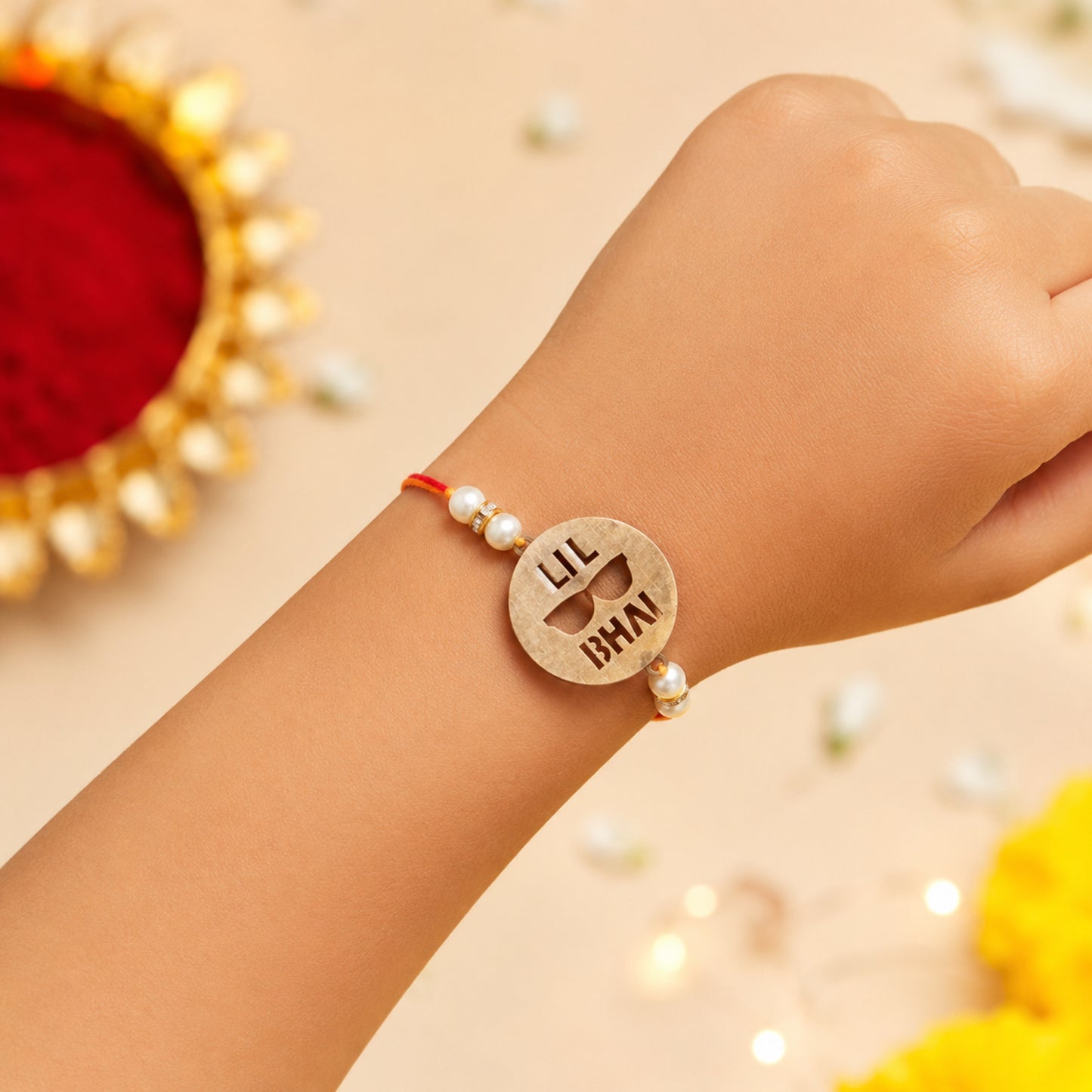 The Magic Wand Lazer Cut Lil Bhai Rakhi- Golden