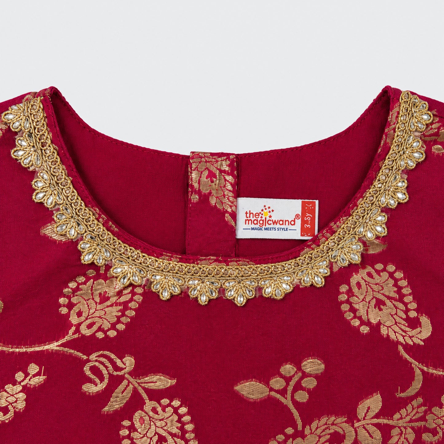 The Magic Wand Jacquard Woven Half Sleeves Floral Printed Laced Lehenga Choli With Dupatta Set - Fuchsia