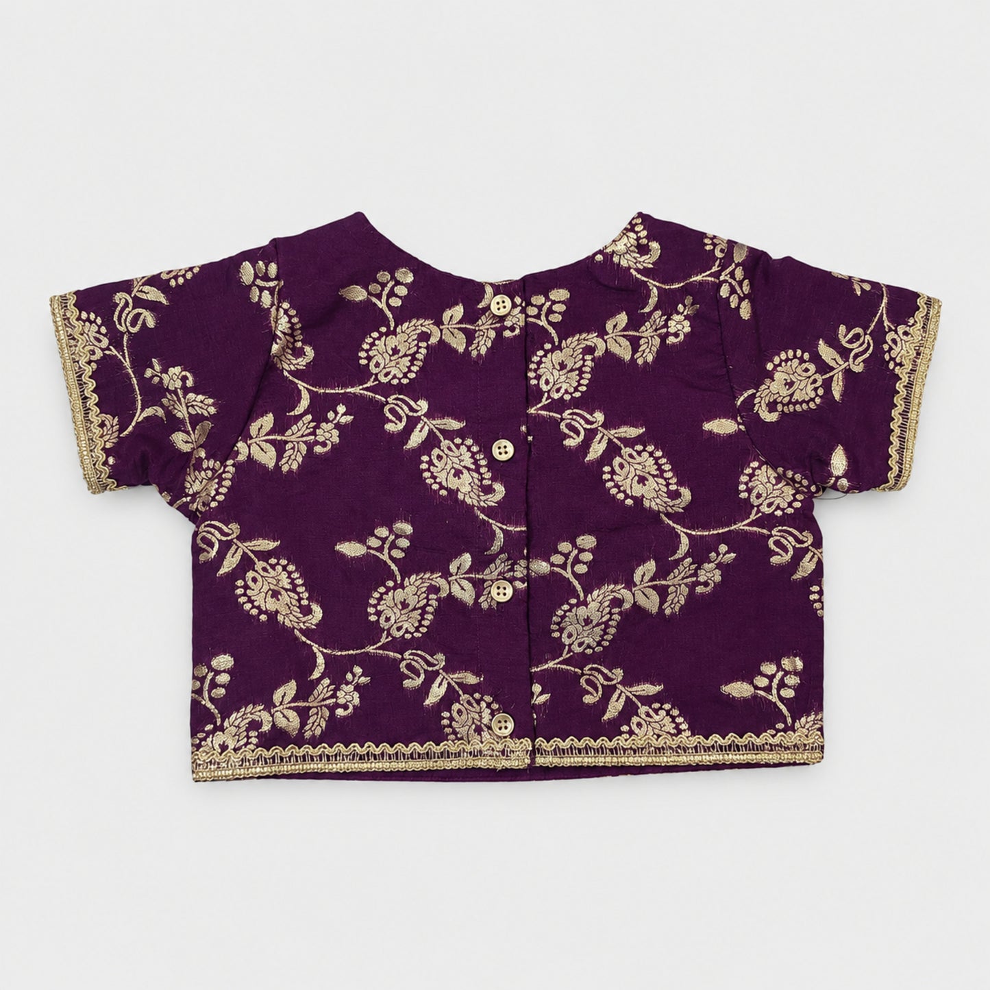 The Magic Wand Jacquard Woven Half Sleeve Floral Printed Laced Lehenga Choli With Dupatta Set - Purple