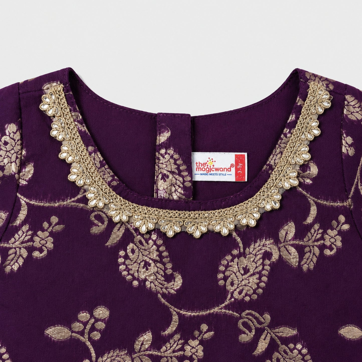 The Magic Wand Jacquard Woven Half Sleeve Floral Printed Laced Lehenga Choli With Dupatta Set - Purple