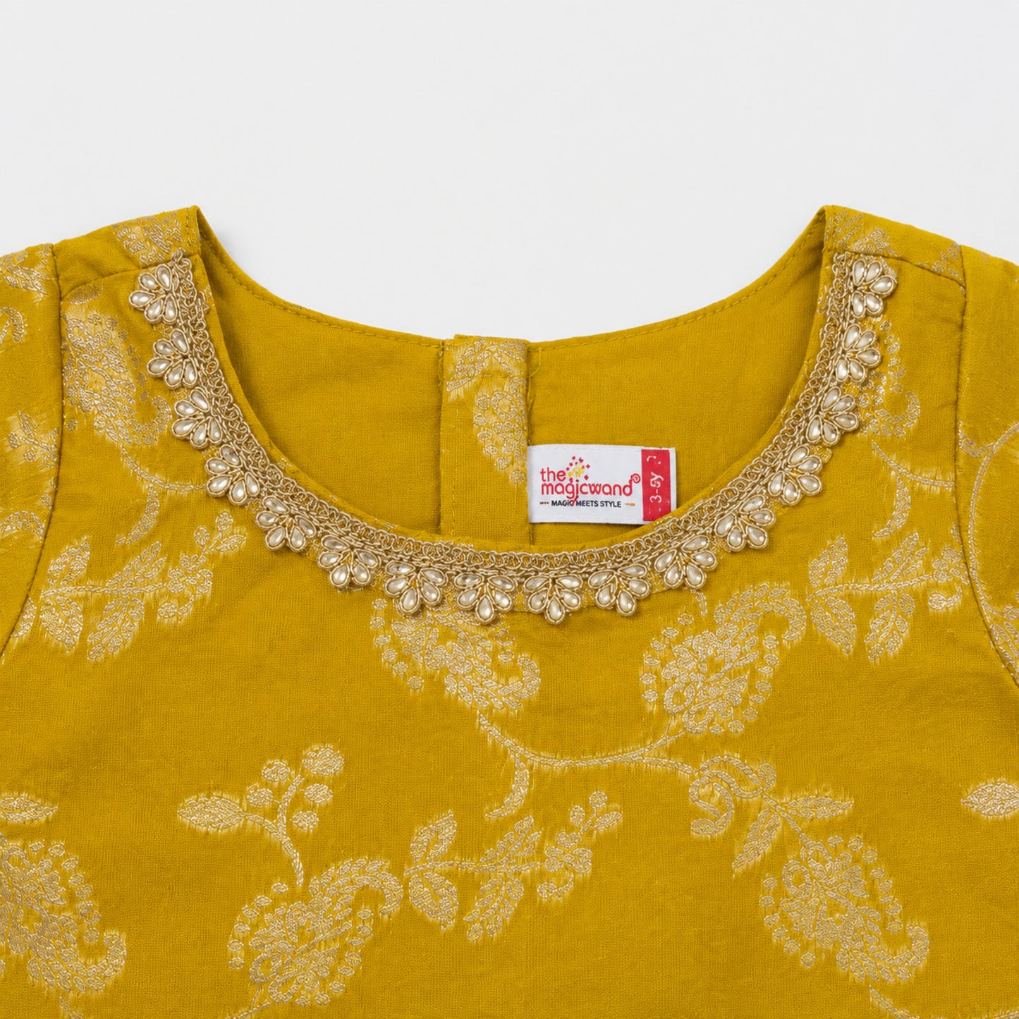 The Magic Wand Jacquard Woven Half Sleeve Floral Printed Laced Lehenga Choli With Dupatta Set - Yellow