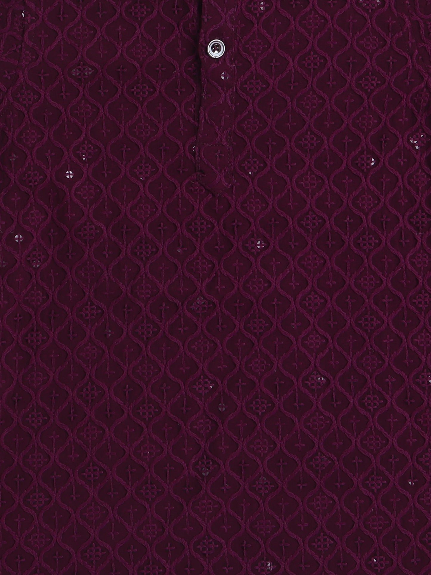 Rayon Full Sleeves Ethnic Embroidered Sequins Embellished Pathani Kurta & Pyjama Set - Wine