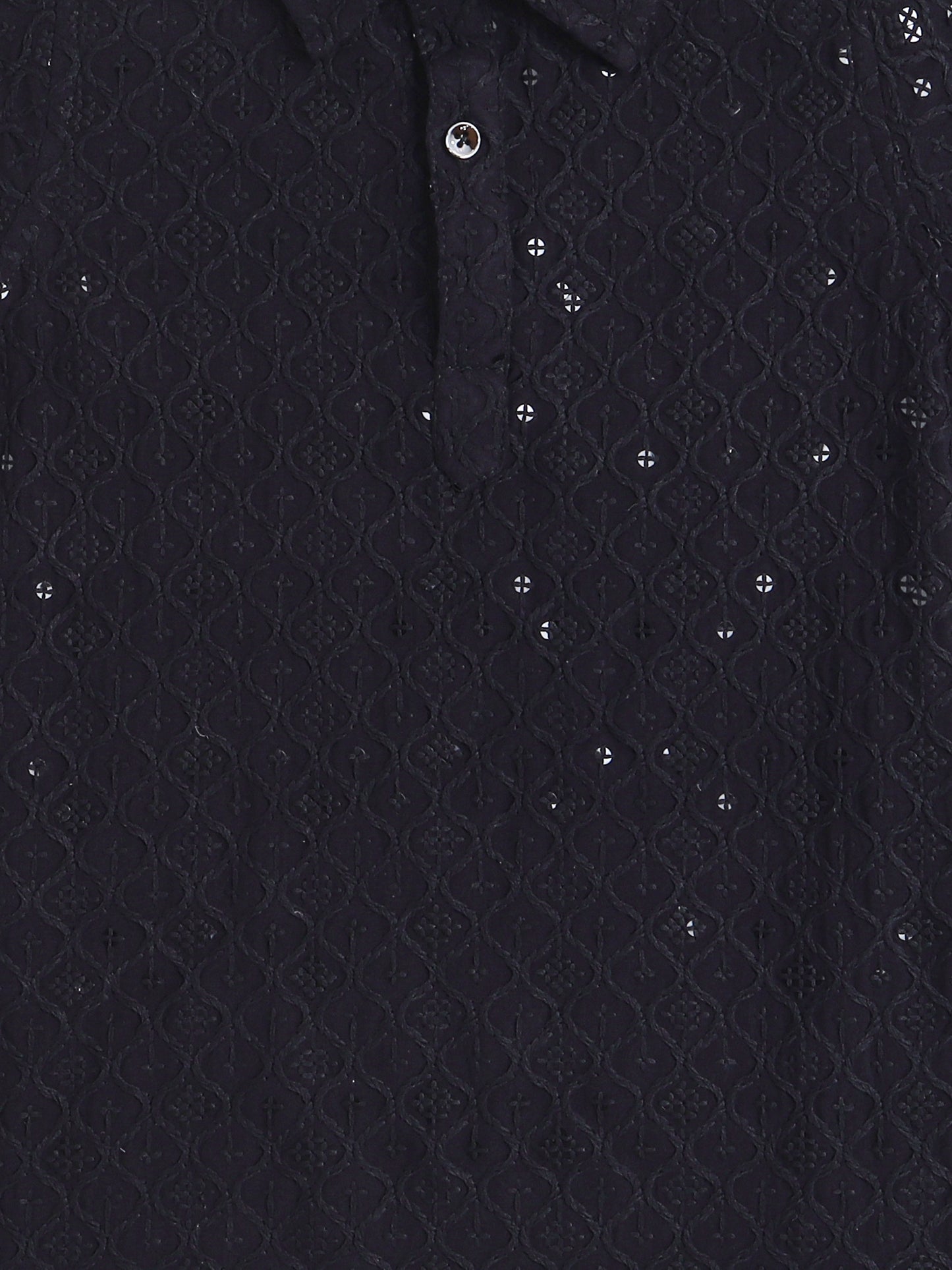Rayon Full Sleeves Ethnic Embroidered Sequins Embellished Pathani Kurta & Pyjama Set - Black