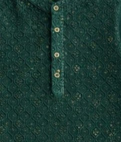 The Magic Wand Full Sleeves Sequins Embellished Kurta And Pyjama Set - Dark Green