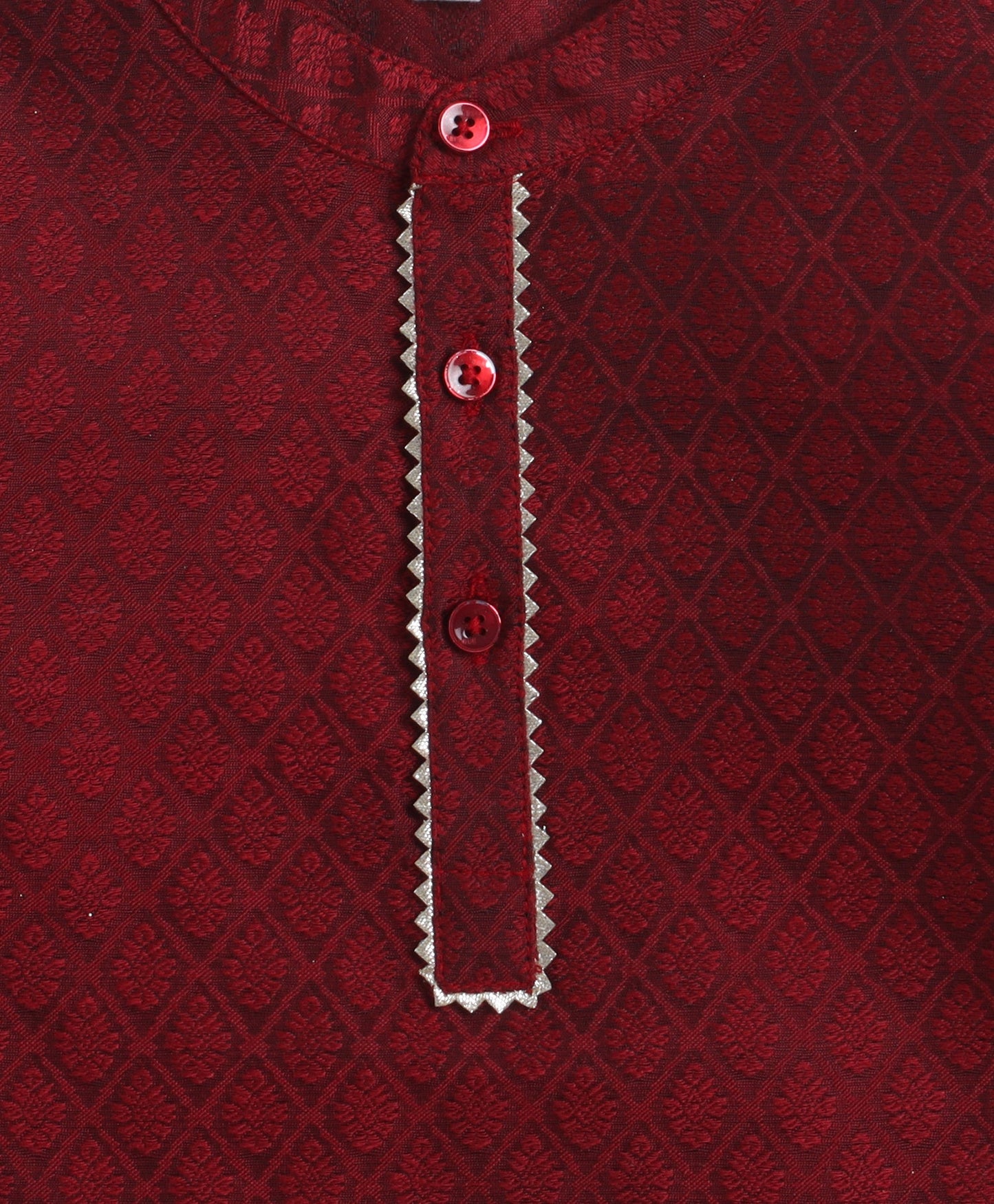 The Magic Wand Jacquard Full Sleeves Kurta And Pyjama Set - Maroon