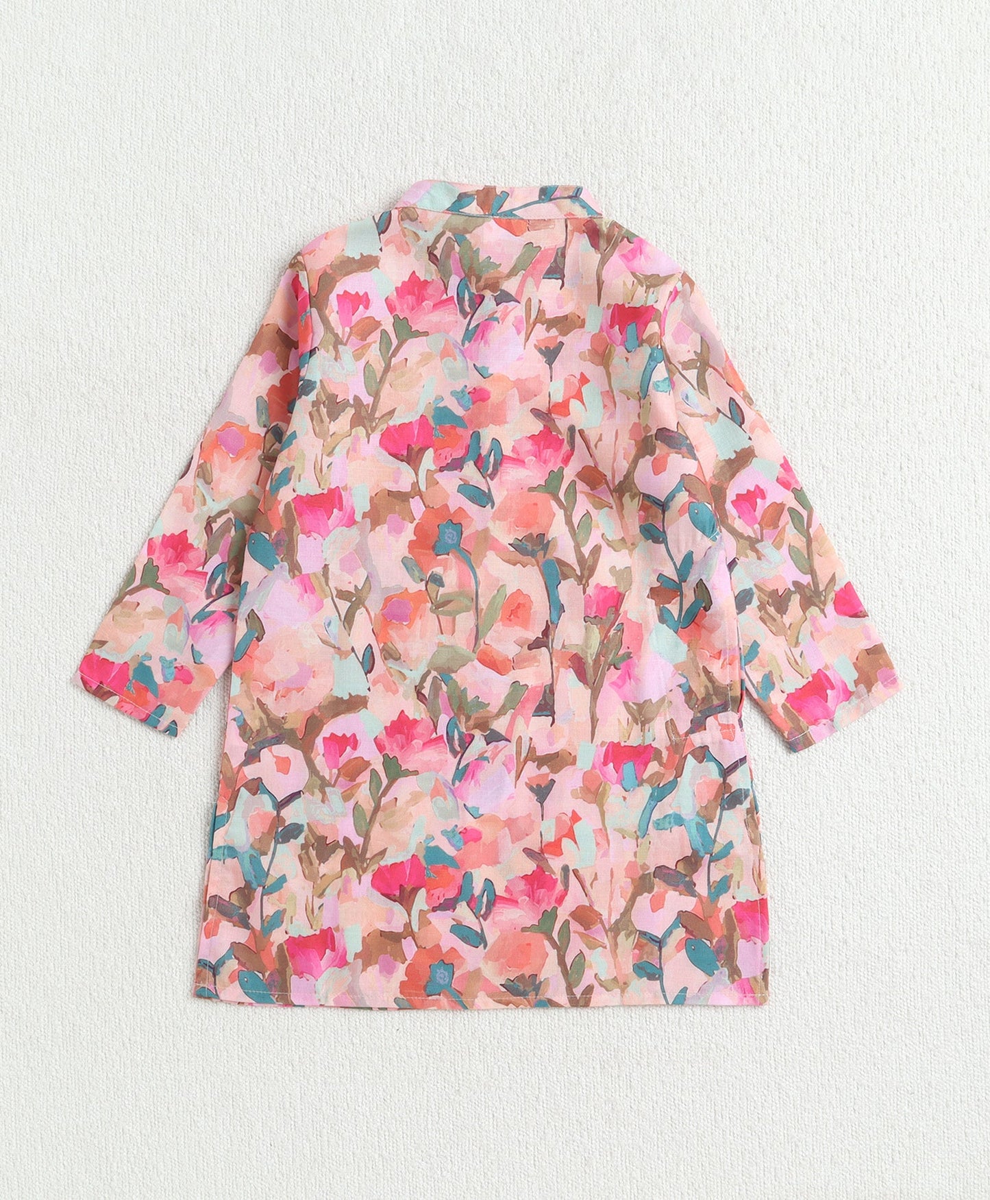 The Magic Wand Woven Full Sleeves Floral Digital Printed Kurta And Pyjama Set - Multi Colour