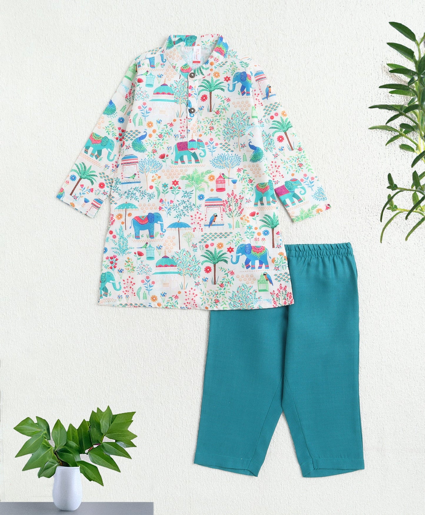 The Magic Wand Woven Full Sleeves Digital Printed  Kurta & Pyjama Set - Multi Colour