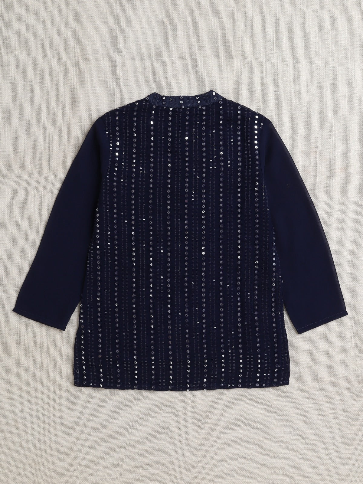 The Magic Wand Full Sleeves Sequins Embellished Kurta Pyjama Set- Navy Blue
