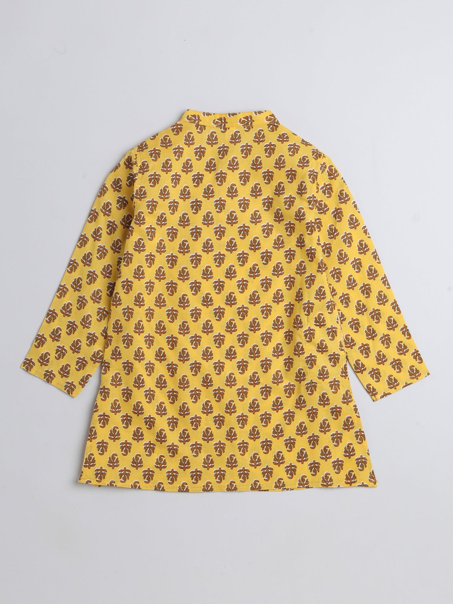 The Magic Wand Floral Printed Full Sleeves Floral Printed Kurta For Boys-Yellow