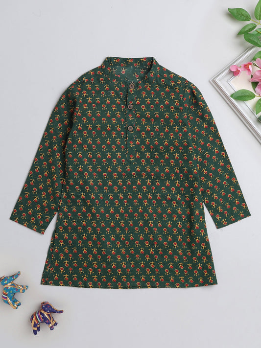 Full Sleeves  Floral Printed Kurta - Green