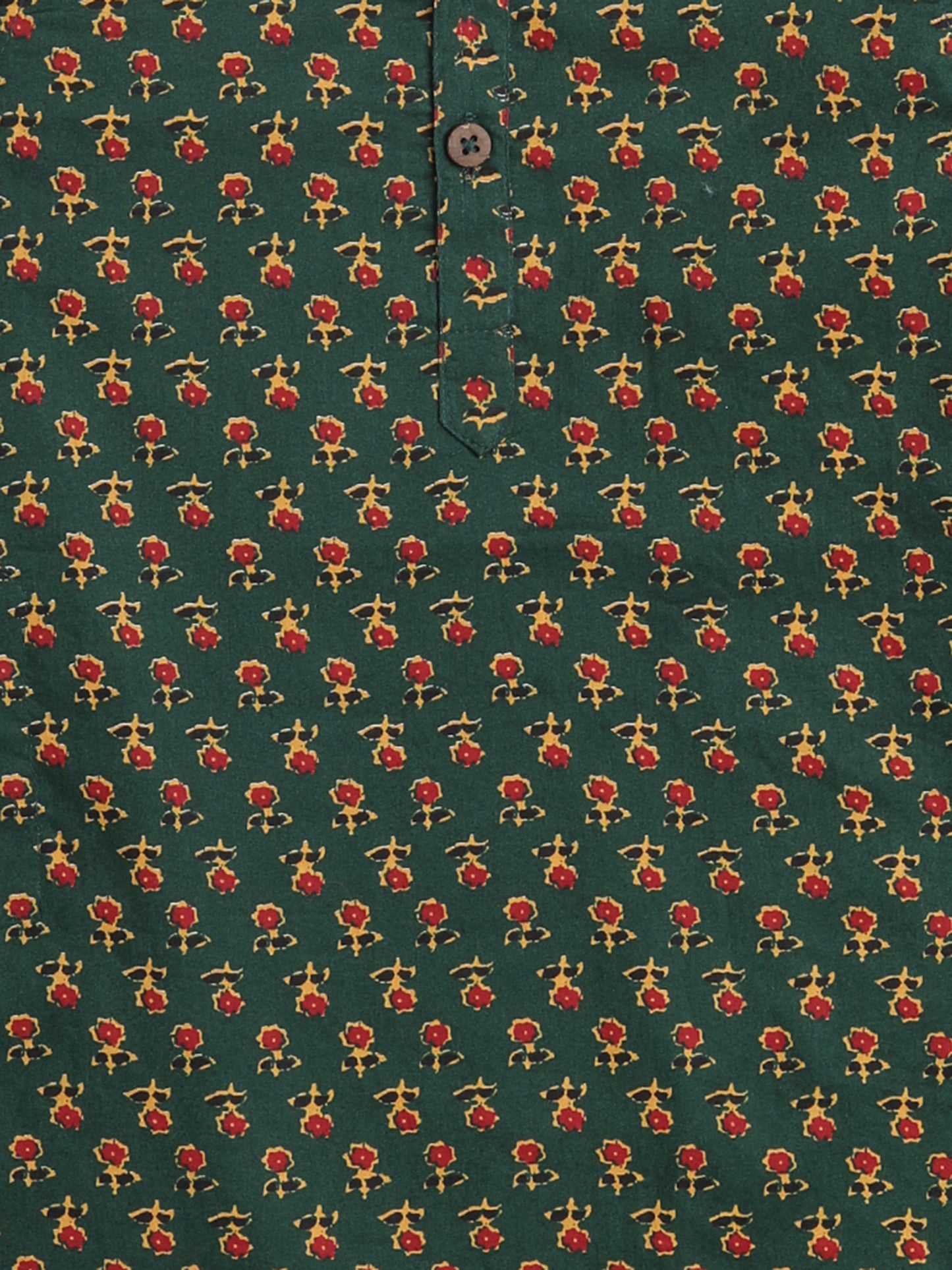 Floral Printed Full Sleeves Floral Printed Kurta For Boys-Green