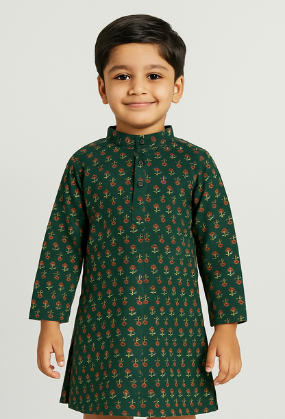 Full Sleeves  Floral Printed Kurta - Green