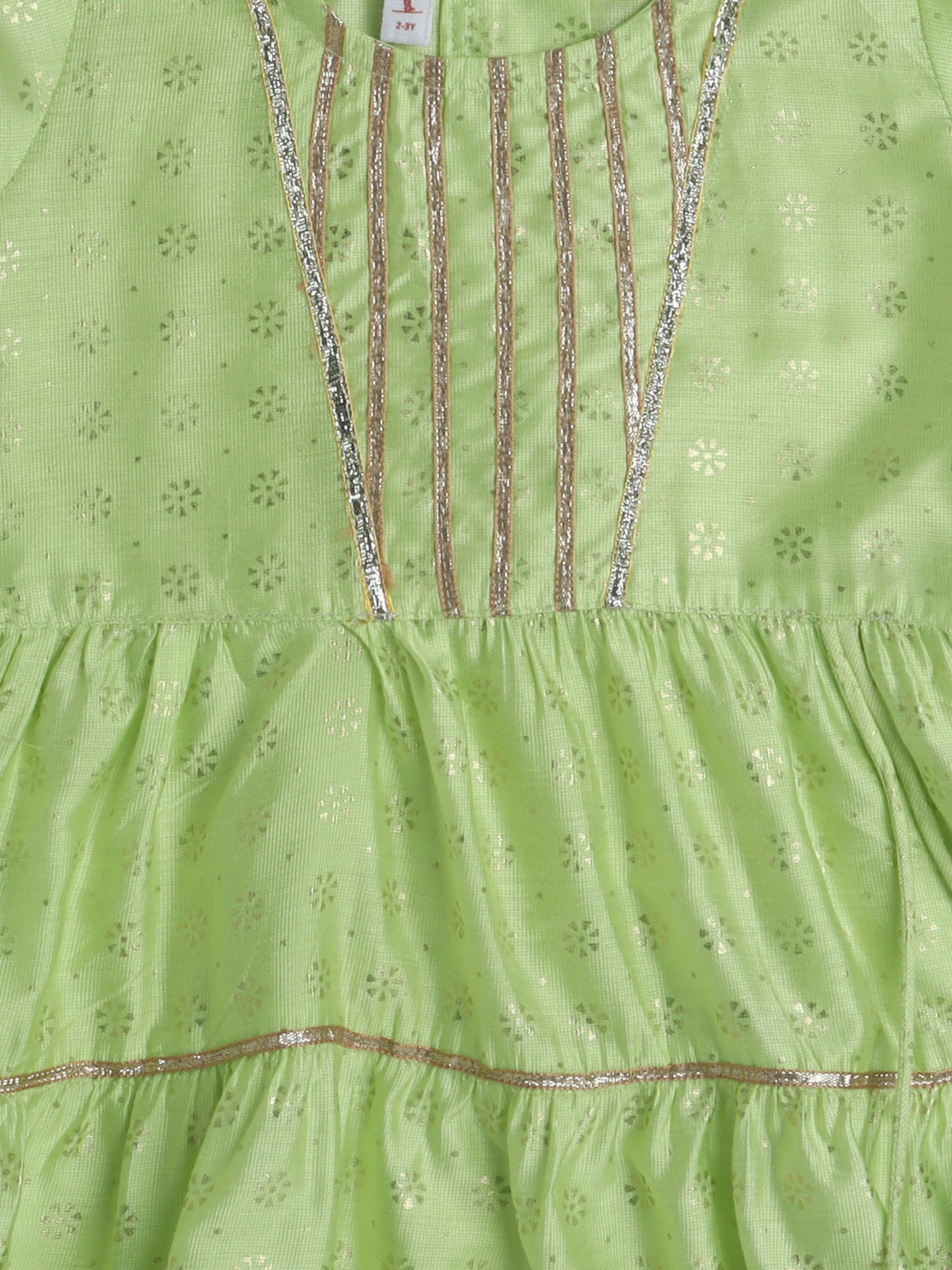 The Magic Wand Half Sleeves Lace Embellished Floral Motif Foil Printed Coordinating Kurta & Salwar Set - Green