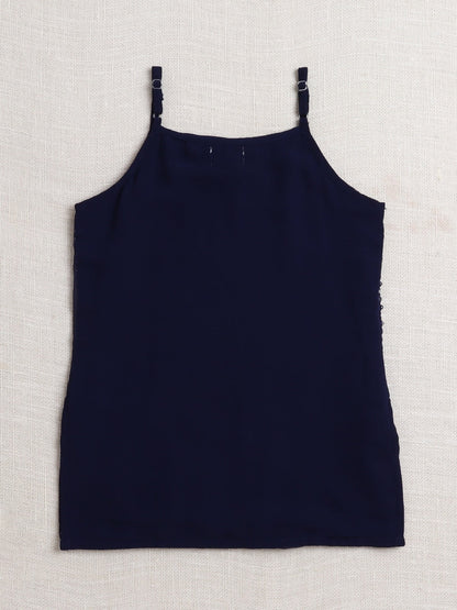 The Magic Wand Sleeveless Sequins Embellished Kurta and Sharara Set - Navy Blue