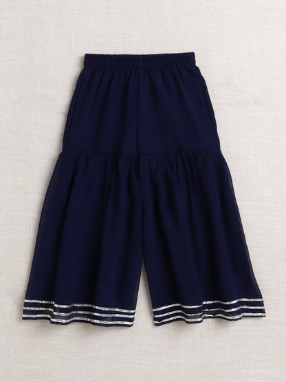 The Magic Wand Sleeveless Sequins Embellished Kurta and Sharara Set - Navy Blue