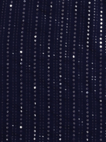The Magic Wand Sleeveless Sequins Embellished Kurta and Sharara Set - Navy Blue