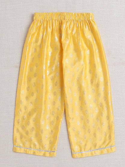 Half Sleeves Embellished Alia Cut with Gota Lace Kurta Set- Yellow