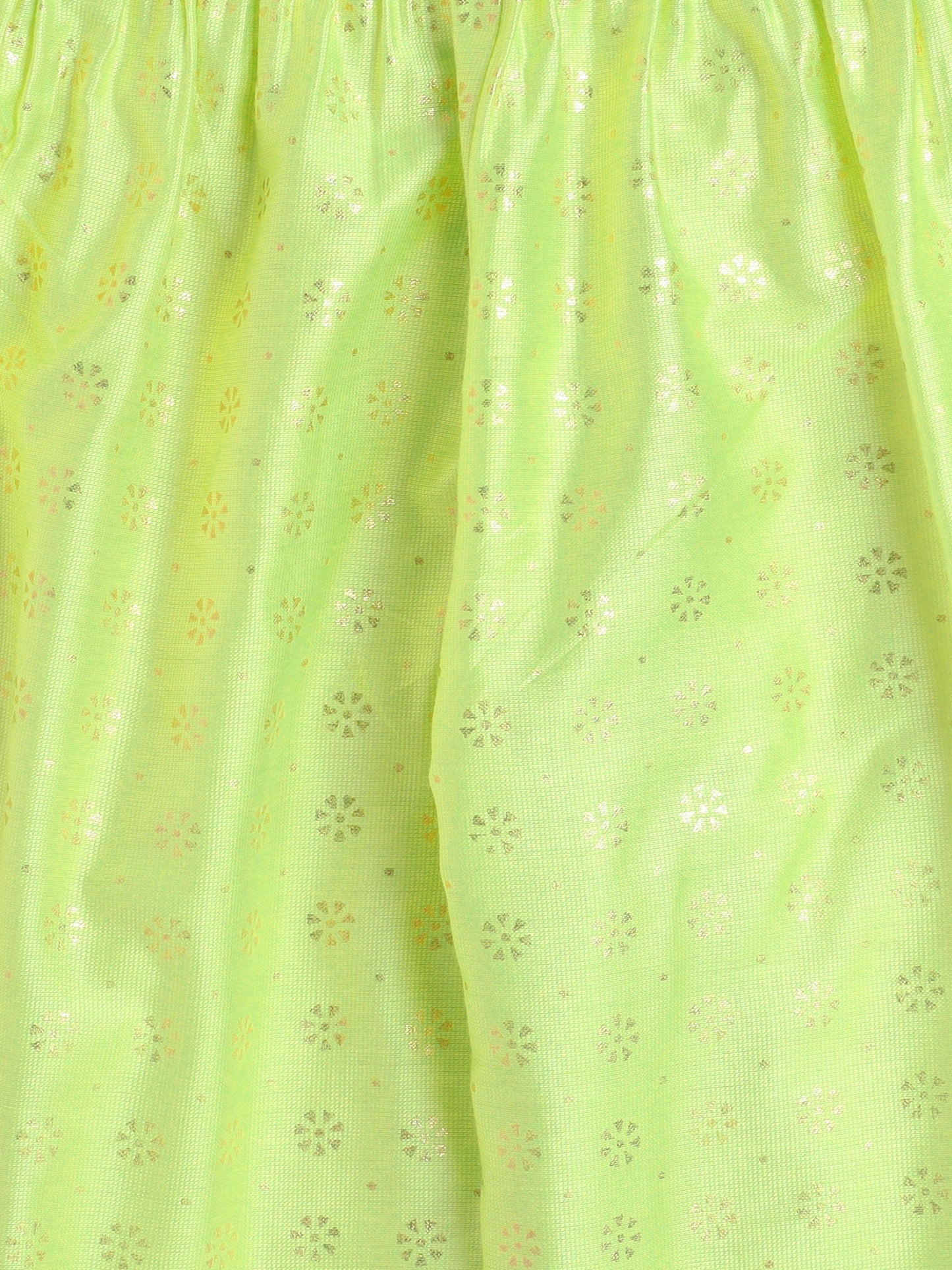 Half Sleeves Lace Embellished Floral Motif Foil Printed Coordinating Kurta & Salwar Set - Green