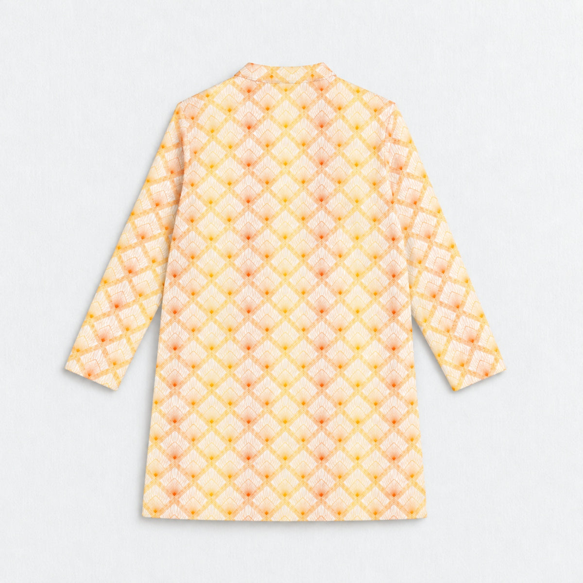 The Magic Wand Woven Full Sleeves Geometric Ethnic Printed Kurta - Yellow