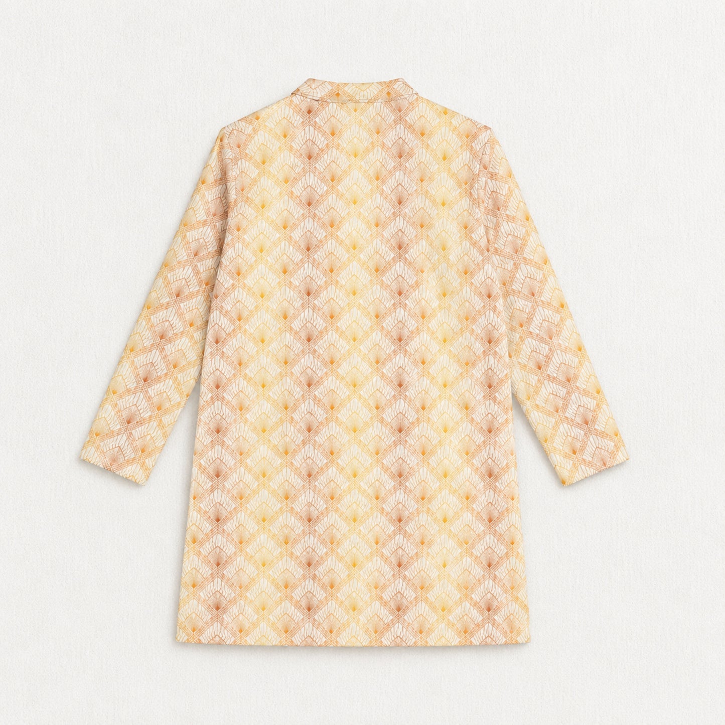 The Magic Wand Woven Full Sleeves Geometric Ethnic Printed Kurta - Yellow