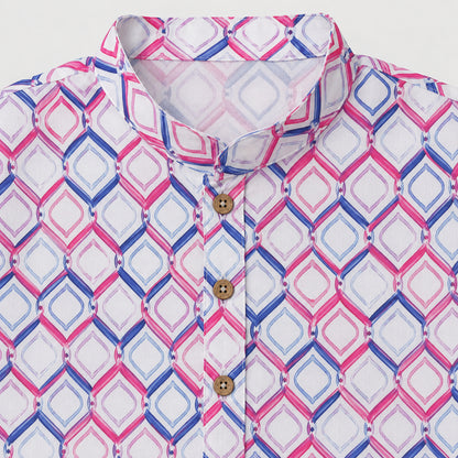 The Magic Wand Woven Full Sleeves Geometric Printed Kurta - Multi Colour