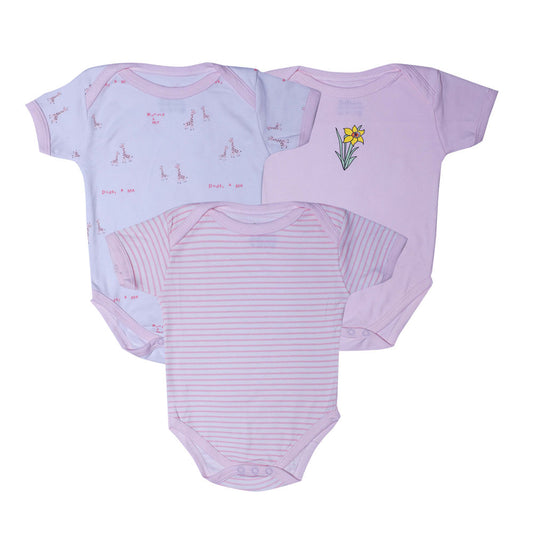 Half Sleeves Pink Giraffe All-Over Print Onesie