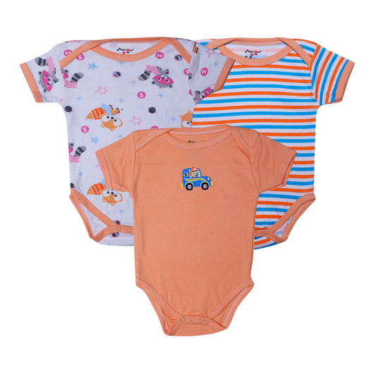 Half Sleeves Orange Giraffe All-Over Print Onesie