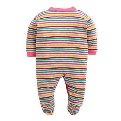 Stripe Mercerised Onesie with Rib around neck & Sleeve hem-Pink