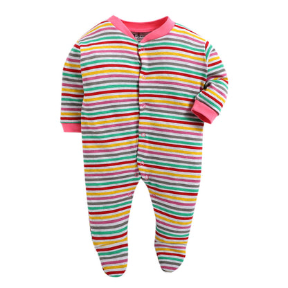 Stripe Mercerised Onesie with Rib around neck & Sleeve hem-Pink