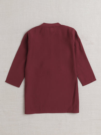 The Magic Wand Full Sleeves Embrodery Kurta Set- Red