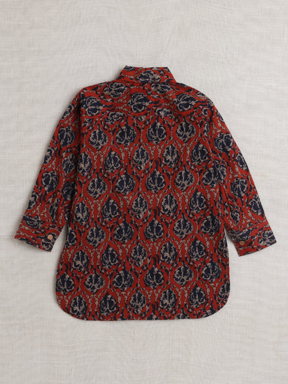 Full Sleeves Stripe Print Kurta Patiala Set- Maroon