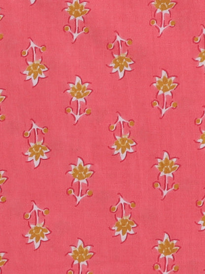Full Sleeves All over Print Kurta Patiala Set- Pink