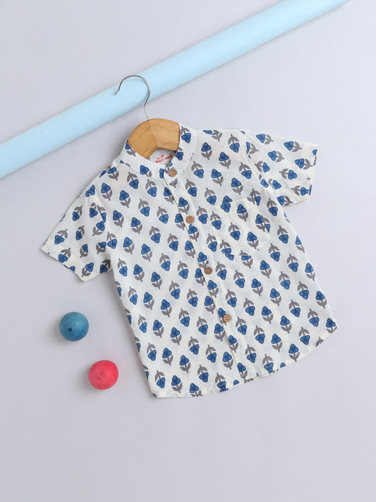 Half Sleeve Floral Printed Shirt - Off White