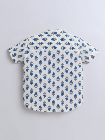Half Sleeve Floral Printed Shirt - Off White