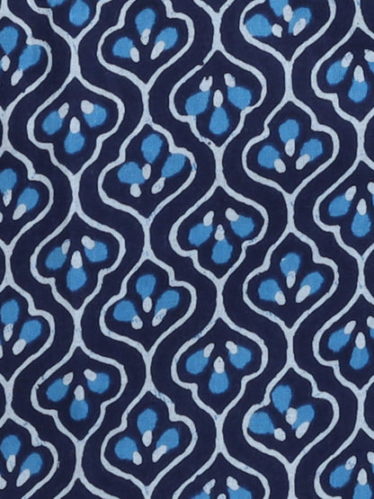 Half Sleeve Block Printed Shirt - Navy Blue