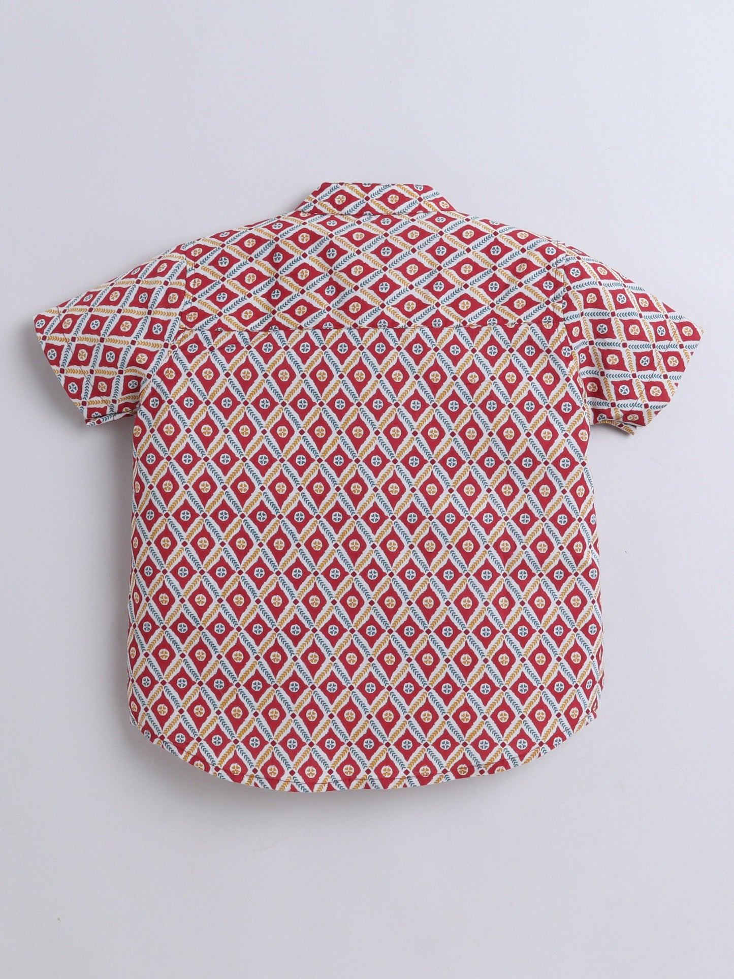 Half Sleeve Block Printed Shirt - Maroon