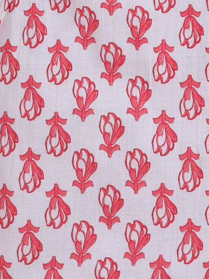 Half Sleeve Floral Printed Shirt - Coral