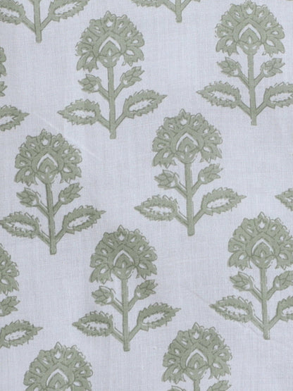 Half Sleeve Floral Motifs Printed Shirt - Green