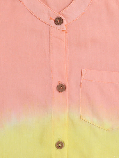Rayon Half Sleeves Tie & Dye-Shirt - Peach