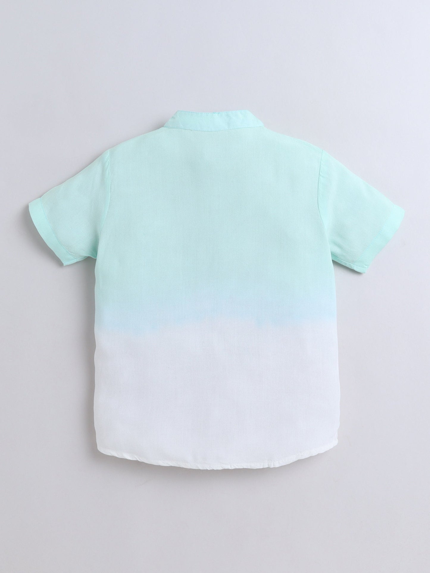 Rayon Half Sleeves Tie & Dye Shirt - Aqua Blue