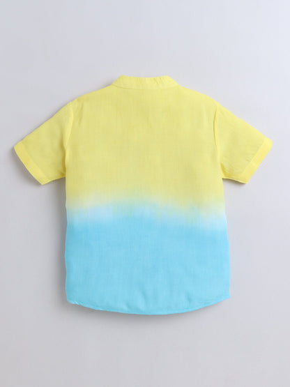 Rayon Half Sleeves Tie & Dye Shirt - Yellow