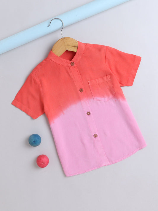 Rayon Half Sleeves Tie & Dye Shirt - Red