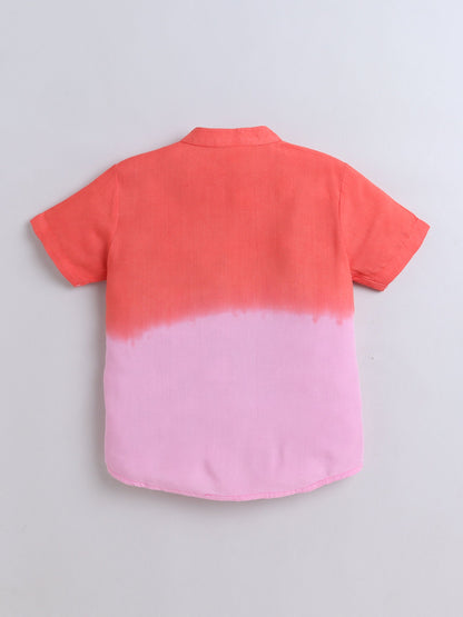 Rayon Half Sleeves Tie & Dye Shirt - Red