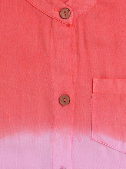 Rayon Half Sleeves Tie & Dye Shirt - Red