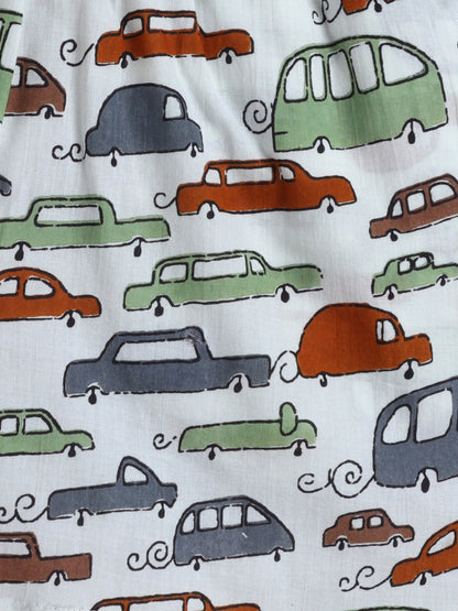 The Magic Wand Half Sleeves Cars Printed Shirt & Shorts Set- Multi Color