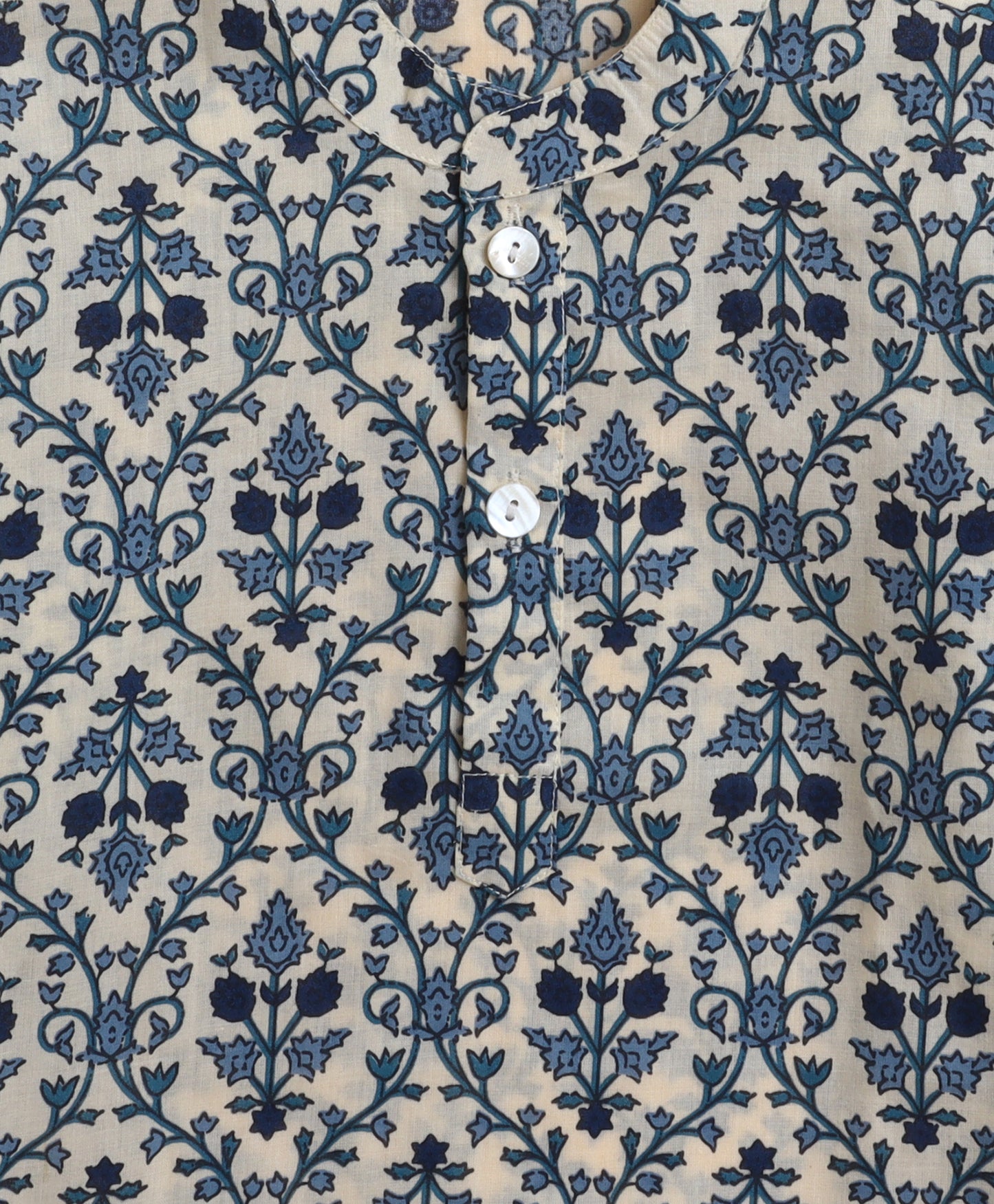 The Magic Wand Cotton Floral Printed Short Kurta - Blue