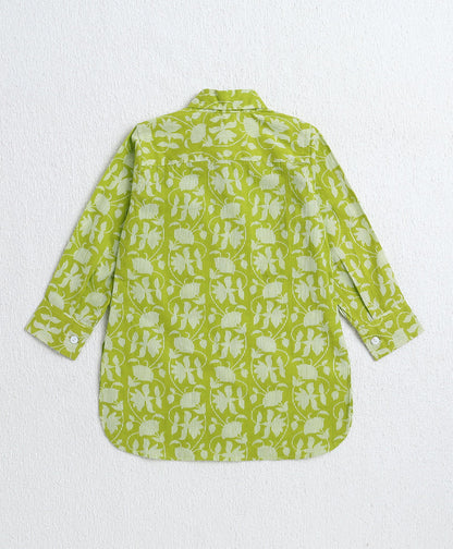 The-Magic-Wand-Cotton-Woven-Full-Sleeves-Floral-Printed-Kurta-and-Pyjama-Set---Green
