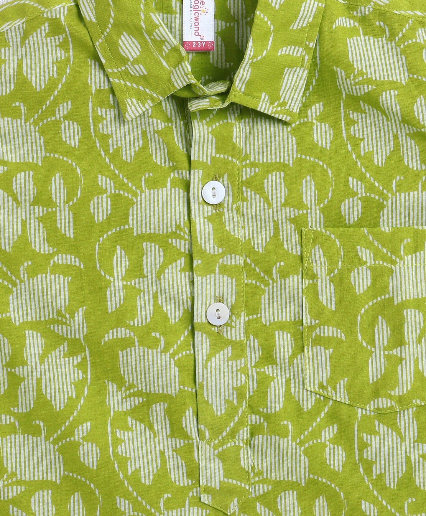The-Magic-Wand-Cotton-Woven-Full-Sleeves-Floral-Printed-Kurta-and-Pyjama-Set---Green